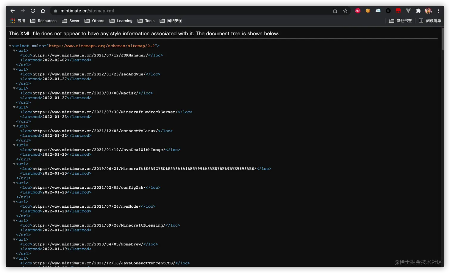 我博客的sitemap.xml