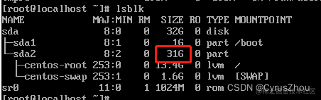 centos7 虚拟机系统磁盘扩容-小白菜博客