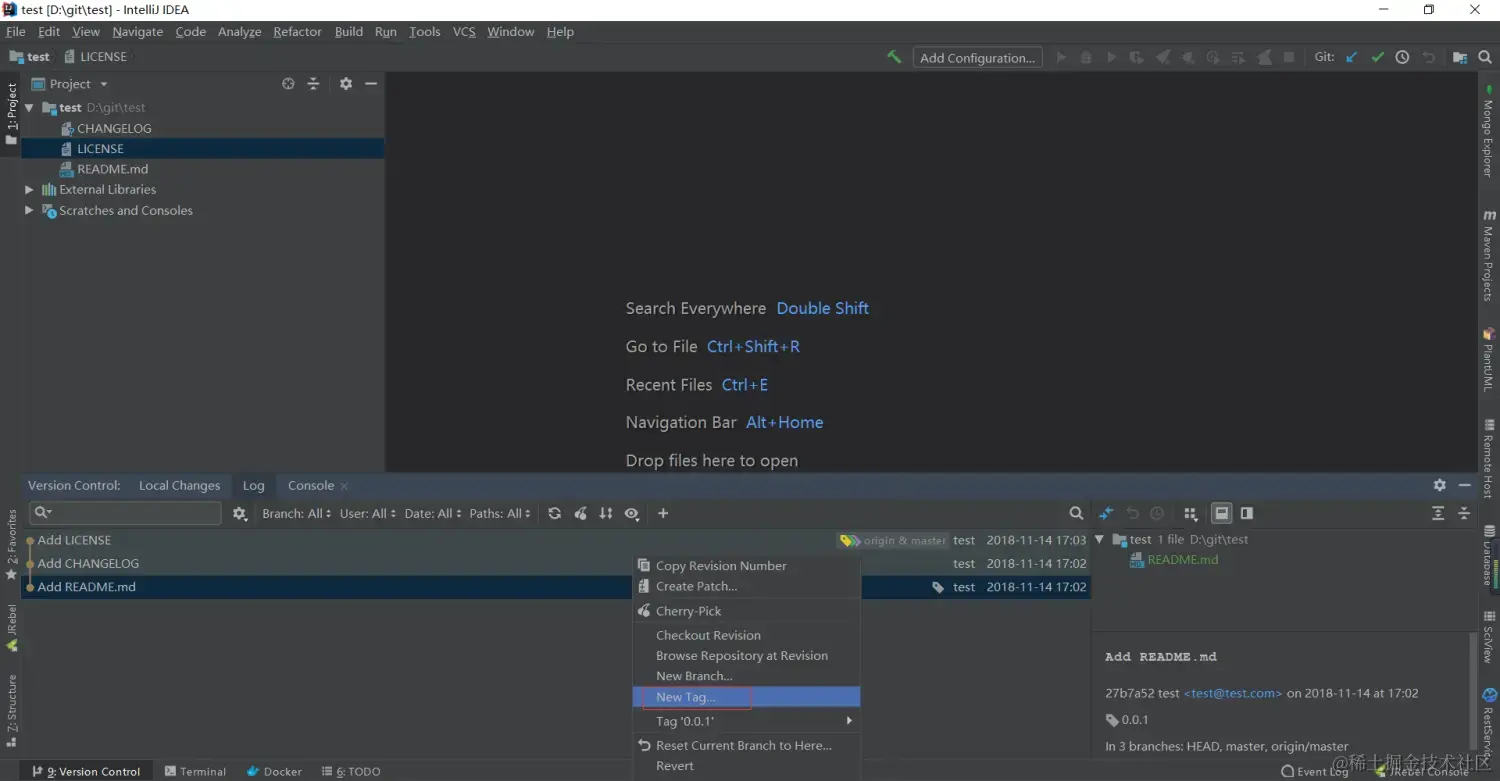 IDEA - 针对每个 commit 添加 Tag