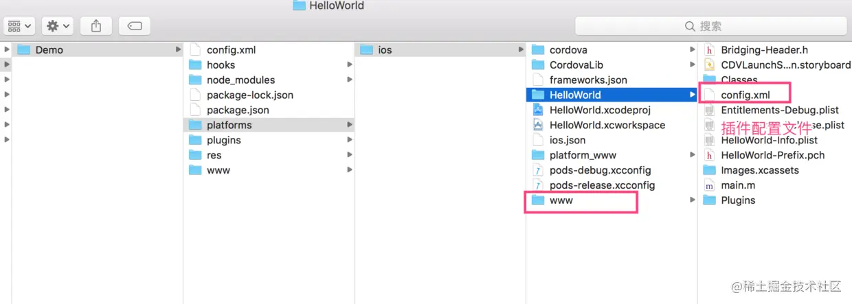 cordova项目中需要的文件www文件夹和config.xml