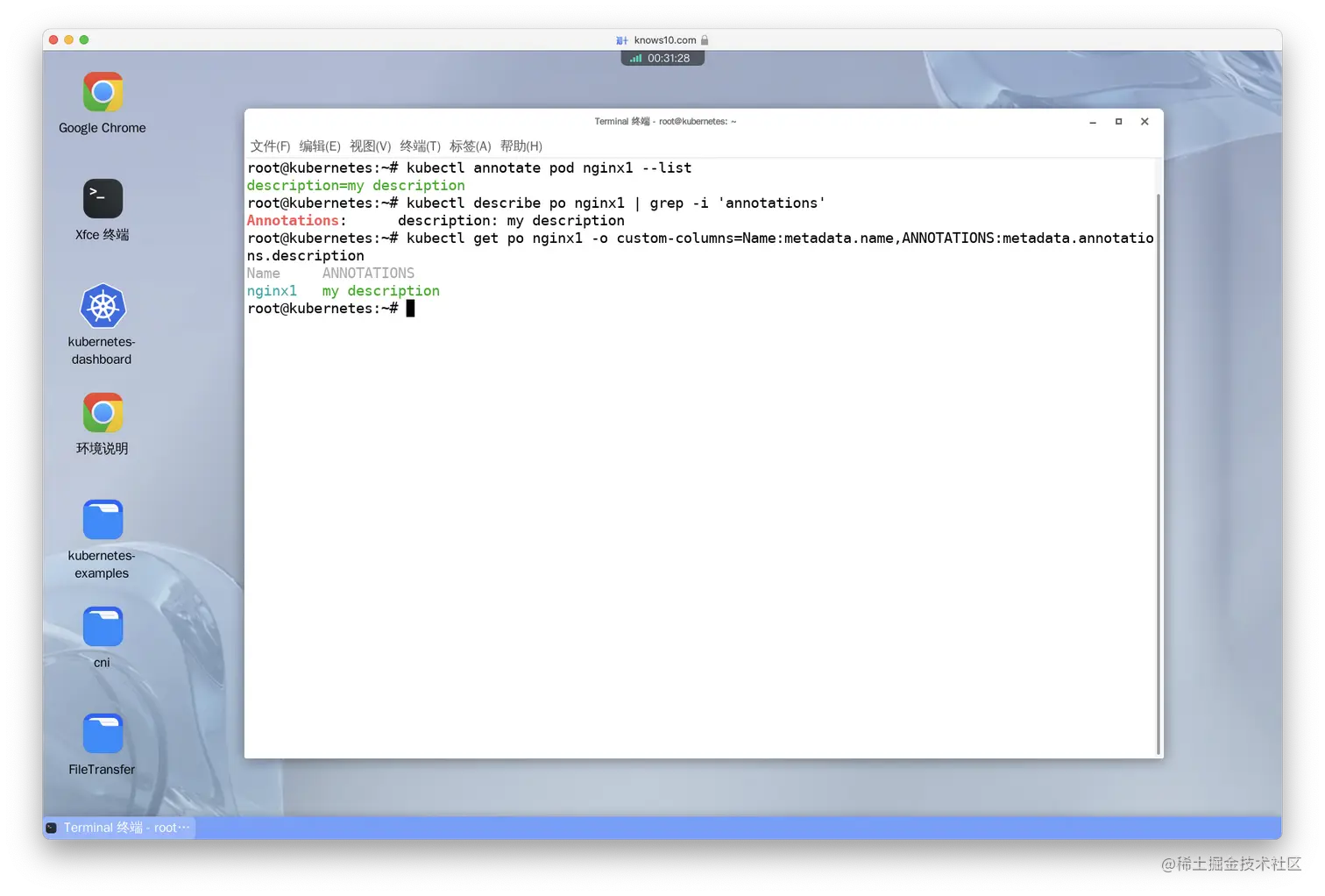 Check the annotations for pod nginx1.