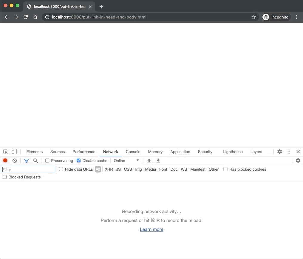 put link in head and body