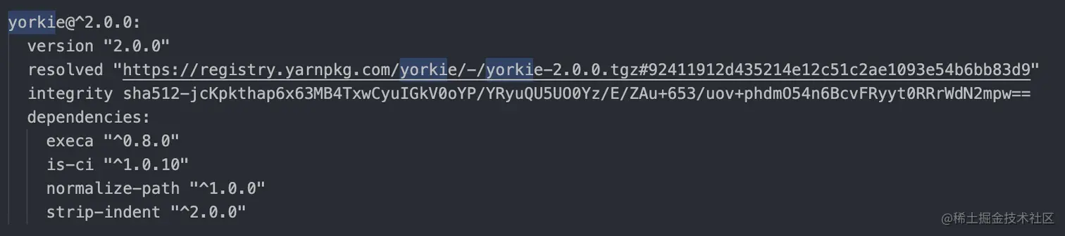 yarn.lock中的依赖记录
