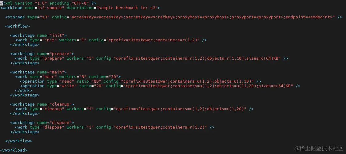 工作负载xml示例
