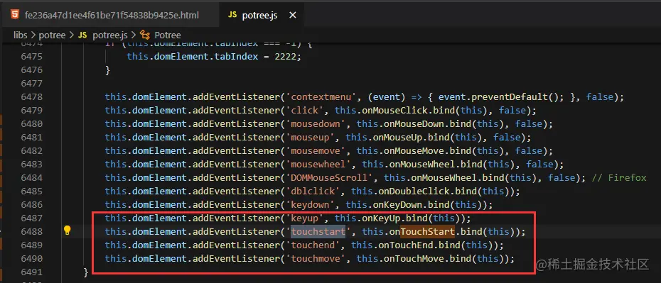 touch事件绑定位置