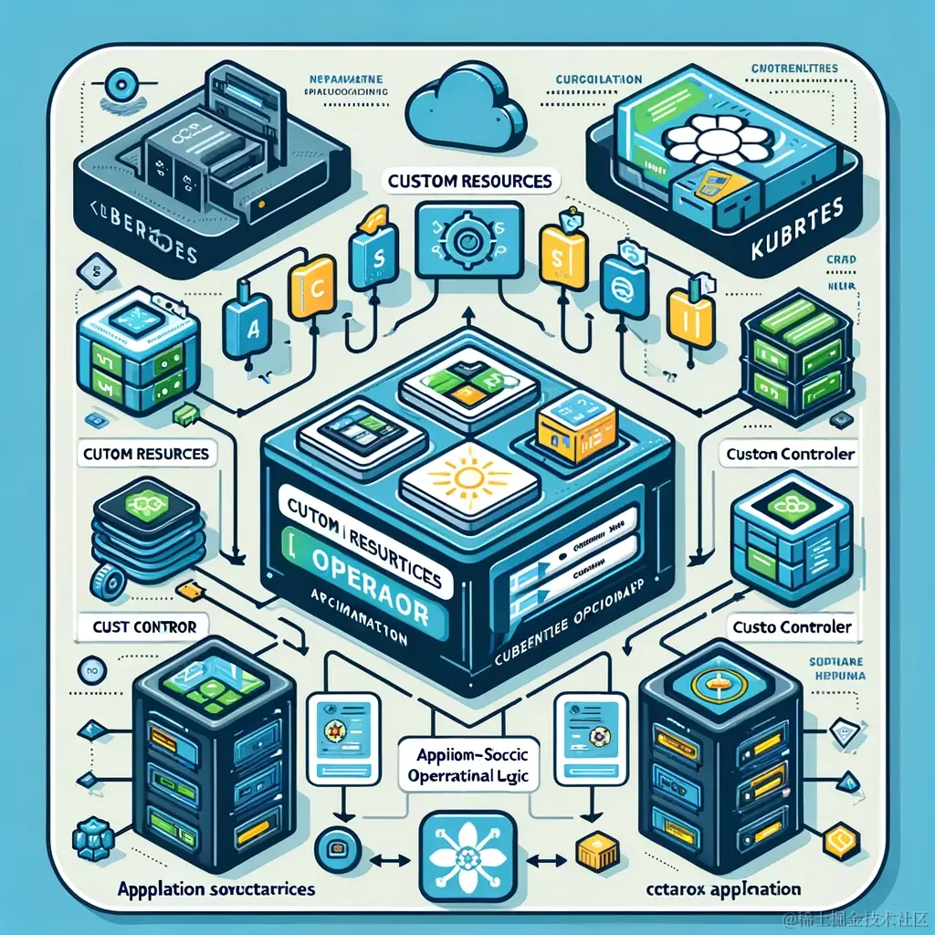 DALL·E 2024-01-17 22.37.48 - An informative illustration depicting the architecture and components of a Kubernetes Operator. The image should show the interaction between custom r.png