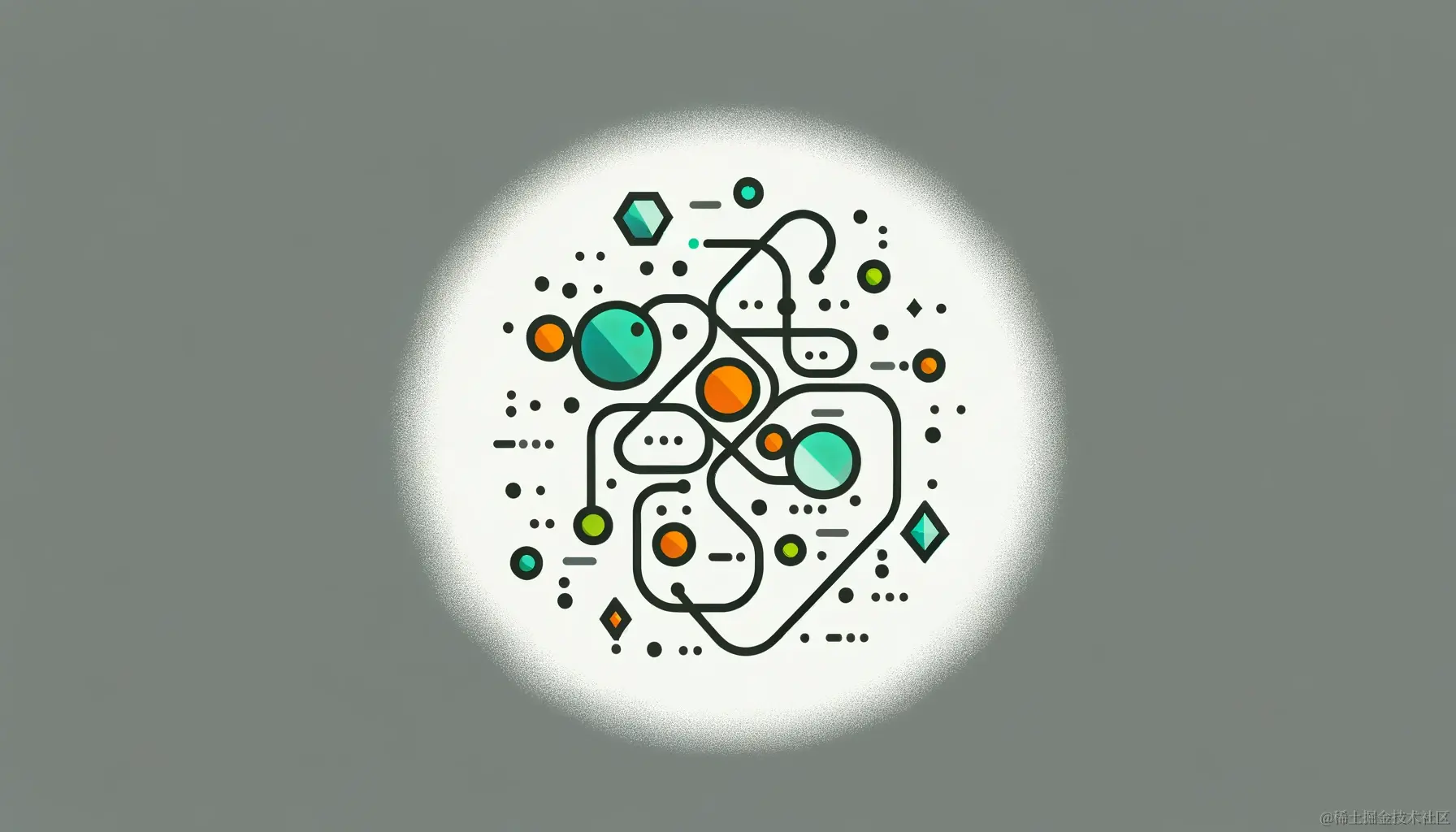DALL·E 2024-01-25 15.29.53 - An abstract vector illustration of a 'for...in' loop in JavaScript, showing interconnected shapes and lines representing object properties iteration. .png