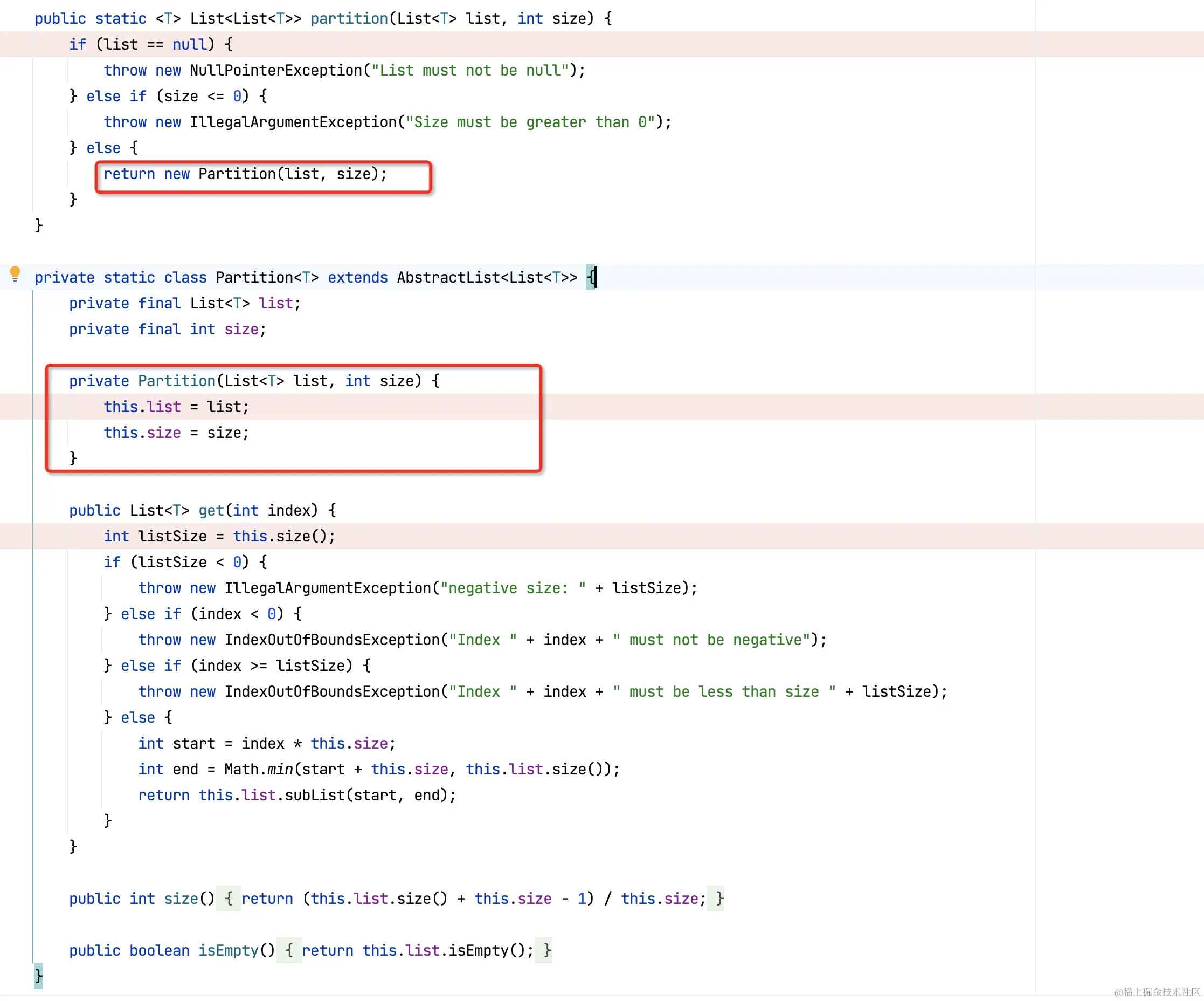 关于ListUtils.partition、Lists.partition方法的实现原理——类似于懒加载思想ListUt 掘金