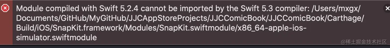 无法编译 SnapKit 库报错信息