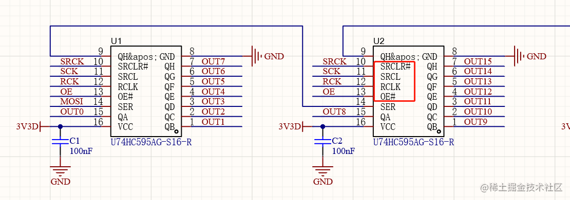 74HC595 串行输入转并行输出电路设计 - 掘金