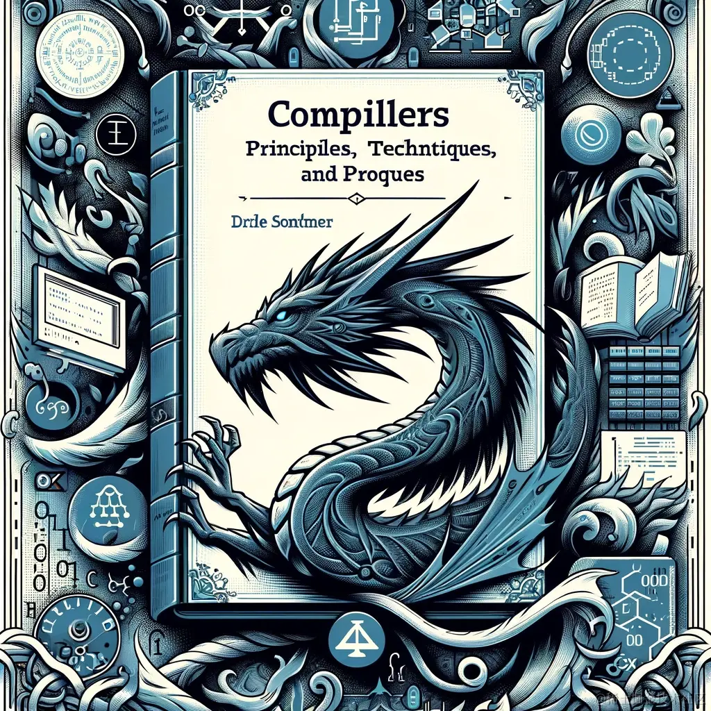 DALL·E 2024-01-23 20.54.43 - An illustration of a book cover for 'Compilers_ Principles, Techniques, and Tools', commonly known as the 'Dragon Book'. The cover features a stylized.png