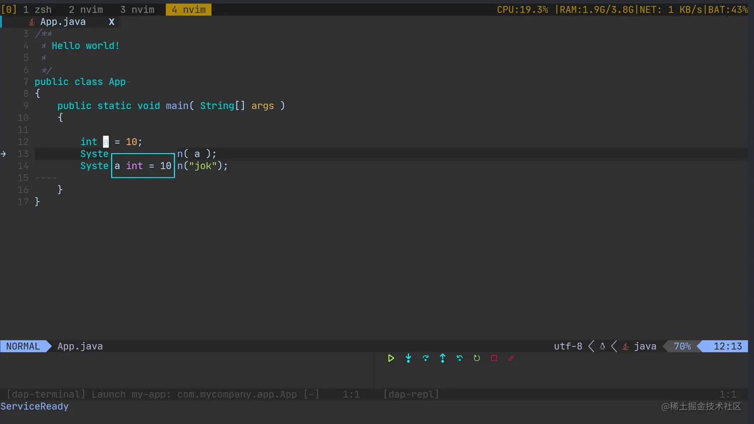  neovim spring boot maven debain java 